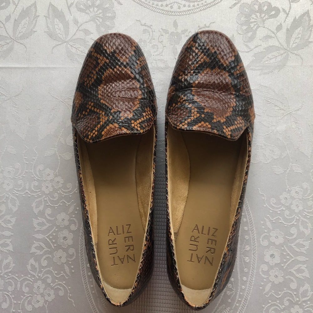 Naturalizer Brown Snake Skin Animal Print Flat Slip-On Shoes Women’s Size 7N